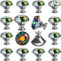 DEELF 12 Packs Kitchen Cabinet Knobs, 30 mm Crystal Cabinet Knobs, Diamond Dresser Handle Drawer Pulls, Dresser Knobs for Cabinets and Drawers, Colorful