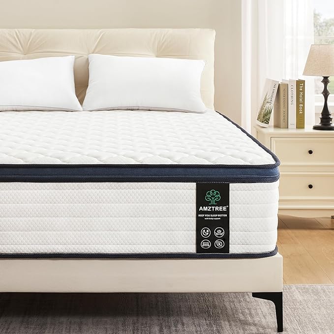 Queen Mattress 12 Inch Mattress Queen Size - Memory Foam & Pocket Coils Springs, Pressure Relief, Medium Firm Comfort, Motion Isolation, Ideal for All Sleep Positions, CertiPUR-US Certified
