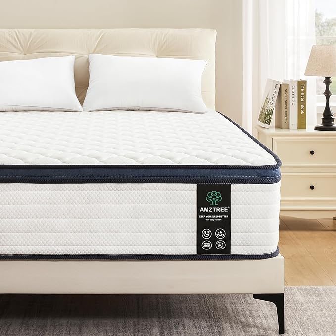 Queen Size Mattresses in a Box 10 Inch - Memory Foam & Pocket Coils Springs, Pressure Relief, Motion Isolation, Breathable Comfort, Medium Firm, CertiPUR-US Certified, Ideal for All Sleepers