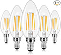 E12 LED Candelabra Bulbs 40 Watt Equivalent, 4W Vintage Candle Light Bulbs, 470Lm Warm White 2700K Edison Bulbs for Ceiling Fan, Filament Clear Glass Type B Lamp Bulbs for Chandelier (5 Packs)