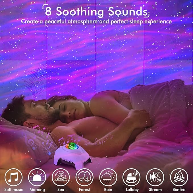 Rossetta Star Projector, Galaxy Projector for Bedroom, Bluetooth Speaker and White Noise Aurora Projector, Night Light Projector for Kids Adults Gaming Room, Home Theater, Ceiling, Room Decor