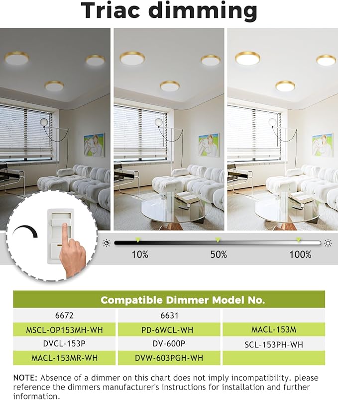 hepside 2Pack Dimmable Flush Mount Ceiling Light Fixture Golden, 3CCT Selectable 3000/4000/6500K Ceiling Lamp, 7.5INCH 15W 1500LM Low Profile Light for Bedroom, Kitchen, Bathroom, Hallway