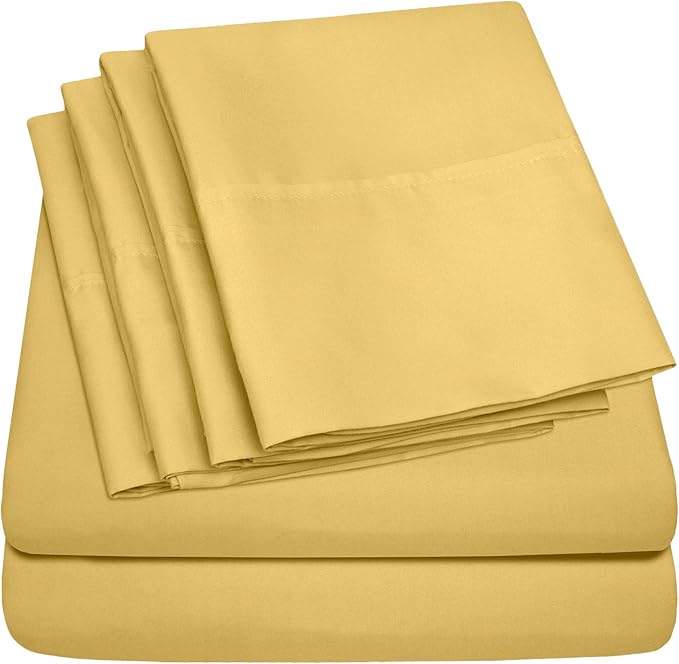 Twin Size Bed Sheets - 4 Piece 1500 Supreme Collection Fine Brushed Microfiber Deep Pocket Twin Sheet Set Bedding - 1 EXTRA PILLOW CASES, GREAT VALUE, Twin, Yellow