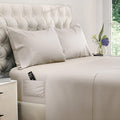 DREAMCARE Queen Sheet Set – 4 pcs Cooling Sheets – up to 21” Extra Deep Pocket Queen Sheets – Hotel Luxury Sheets & Pillowcases – Superior Softness 100% Microfiber with Side Pocket - Beige
