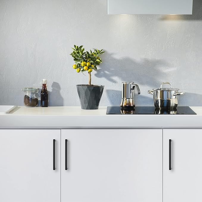 Ravinte 1 Pack Black Cabinet Pulls 6-1/4 Inch Square Kitchen Cabinet Handles Matte Black Kitchen Hardware for Drawer Pulls Drawer Handles Come with Screwdriver