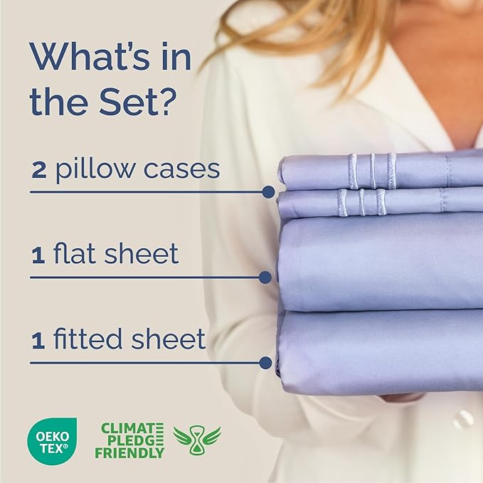 Queen Size 4 Piece Sheet Set - Comfy Breathable & Cooling Bed Sheets Set - Hotel Luxury Bedding for Women, Men, Kids, Teens, Boys & Girls - Deep Pockets, Ultra-Soft, Wrinkle Free - Oeko-Tex - Lavender