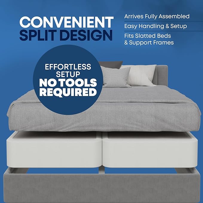 Greaton, Box Spring Bed Base Full Size, 8-Inch Wood Mattress Foundation – Amish Made in USA – Quiet Noise Free, 2-Pieces Under Mattress-Support BoxSpring, Fully Assembled, White