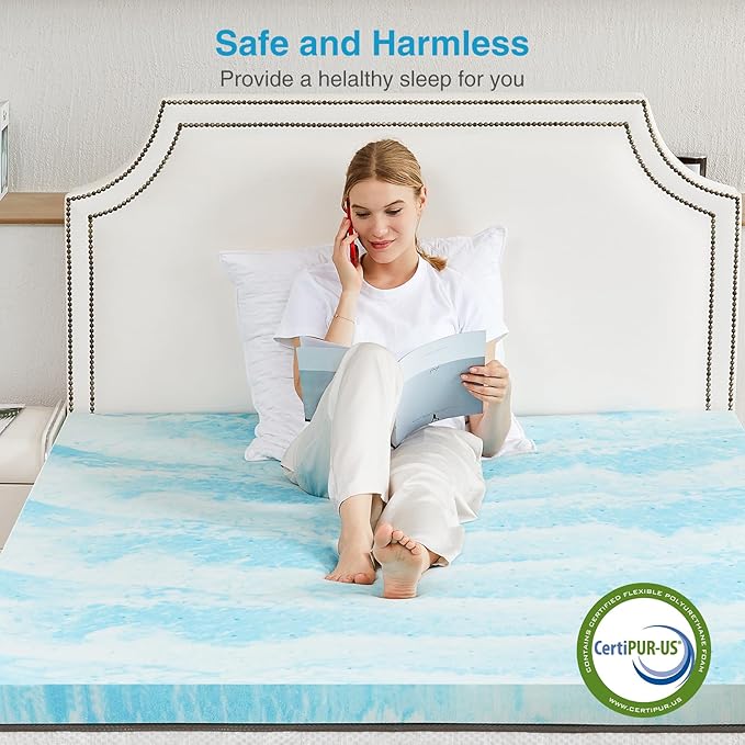 Mattress Topper, King Size Cooling Memory Foam Bed Toppers, 3 Inch Soft Mattress Pads for Sleeper Sofa, RV, Camper, CertiPUR-US Certified
