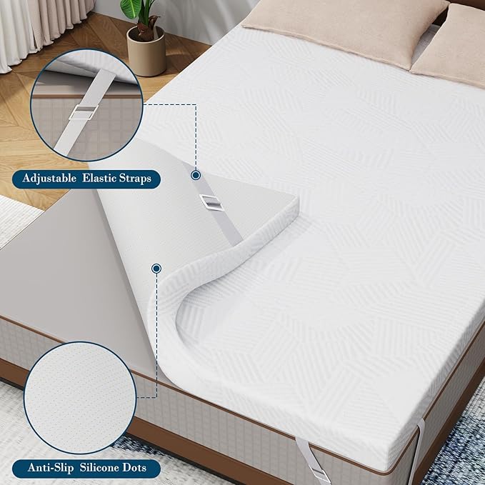 2 Inch Twin Size Memory Foam Mattress Topper, Cooling Gel Bed Topper with Removable Cover, Soft & Pain Relief & Breathable, CertiPUR-US & Oeko-Tex Certified
