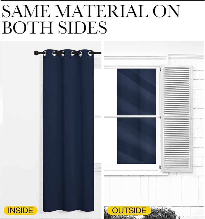 NICETOWN Blackout Curtain Panels, Window Treatment Energy Saving Thermal Insulated Solid Grommet Blackout Drapes/Draperies (Navy, 1 Pair, 42 by 48-inch)