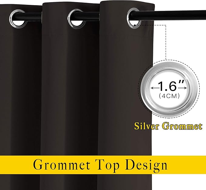 NICETOWN Toffee Brown Room Darkening 102 inch Curtains, Grommet Thermal Curtains Weighted Window Treatments for Living Room/Farmhouse, W46 x L102, 2 Panels