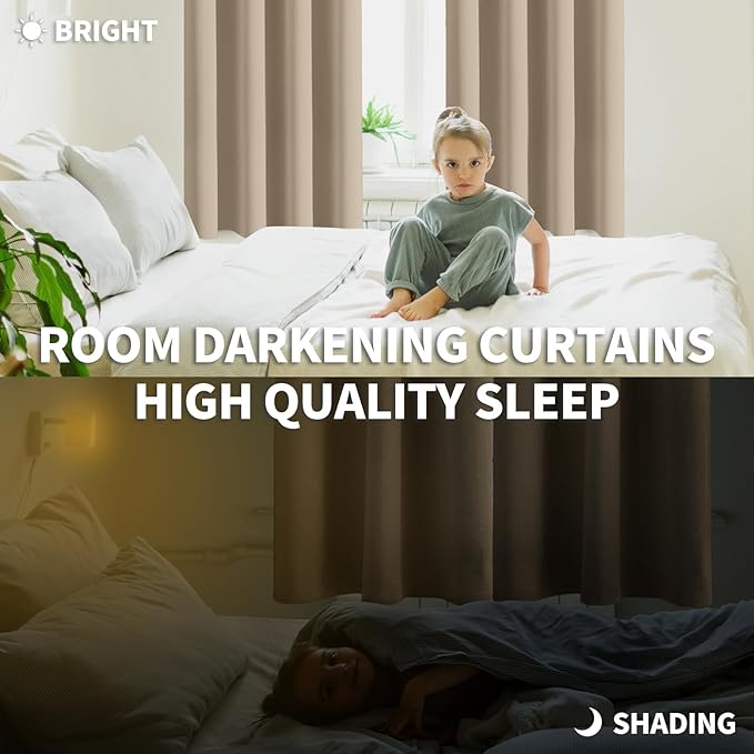 BGment Blackout Curtains - Grommet Thermal Insulated Room Darkening Bedroom and Living Room Curtains, Set of 2 Panels (70 x 84 Inch, Sand)