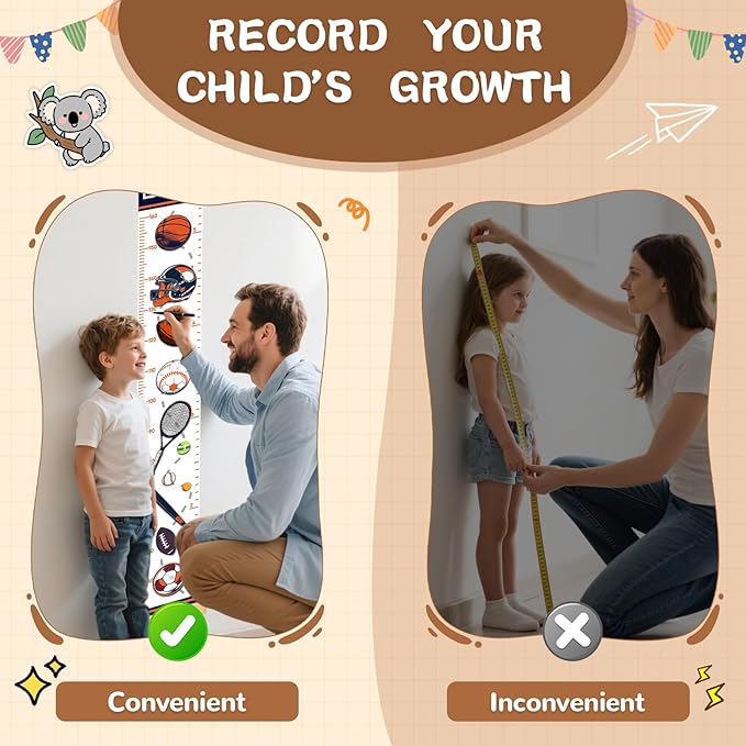 Personalized Wooden Forest Animal Tree Growth Chart, Canvas Height Growth Chart for Baby, Kids Measuring Chart for Wall, Kids Room Wall Decor, Removable & Waterproof Growth Chart Ruler