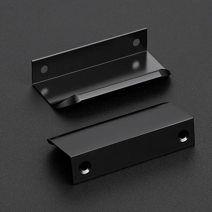 Ravinte Hardware 6 Pack Black Cabinet Handles, 3.15 Inch (80mm) Finger Edge Pulls, 2-1/2 Inch Hole Center, Finger Pulls for Cabinets