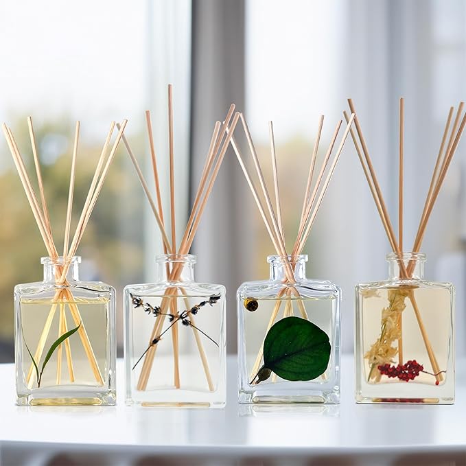 Urban Naturals Mahogany Coconut Reed Diffuser Oil Set – Mahogany, Coconut, Sandalwood, Vanilla & Oakmoss – 5 Ounce Sleek Black Rectangular Refillable Glass Bottle – Made in The USA
