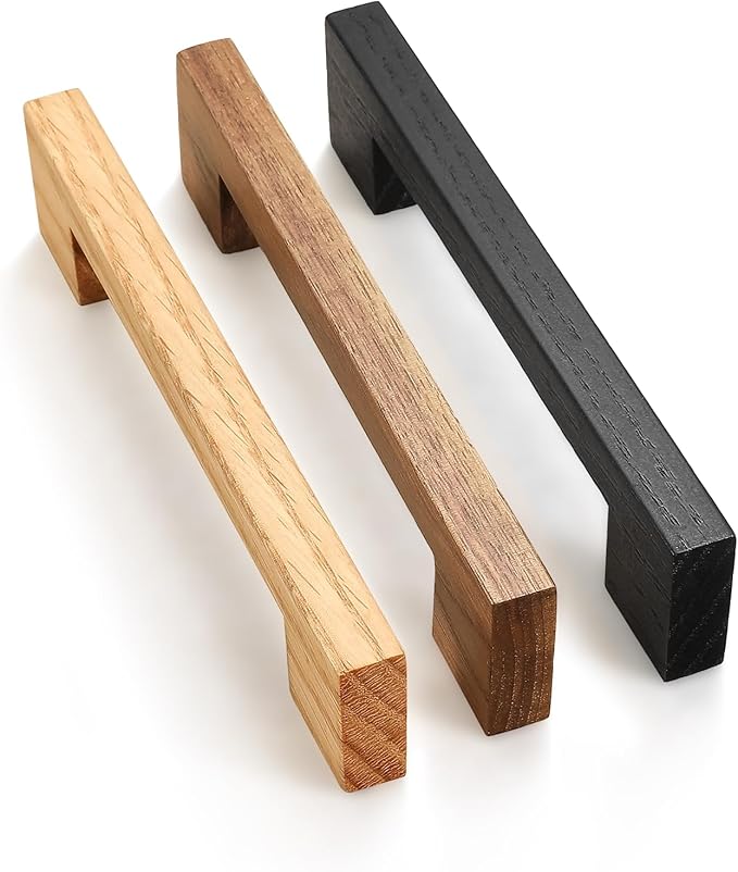 Black Square 7-1/2in 8 pcs Wooden Drawer Pulls Handle pulls for cabinets Kitchen Cabinet Drawer pulls Cabinet Door Pull