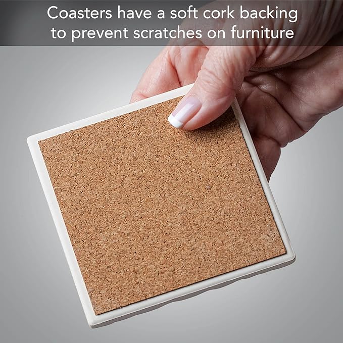 Thirstystone Haunted Valley 4 Pack Assorted Tumbled Tile Stone Coasters with Protective Cork Backing 4" Square Manufactured in The USA