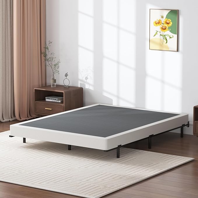 Box Spring King - 3 Inch Heavy Duty Low Profile Metal King Box Springs for Bed, Mattress Foundation, Easy Assembly,Easy Clean Cover