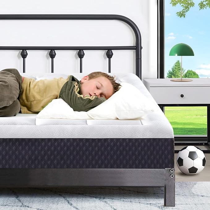 ONENICE 6 Inch Twin Mattress for Kids, Cooling Gel Memory Foam with Plush Removable Pillowtop, CertiPUR-US Certified, Fiberglass-Free, Mattress in a Box for Support & Comfort