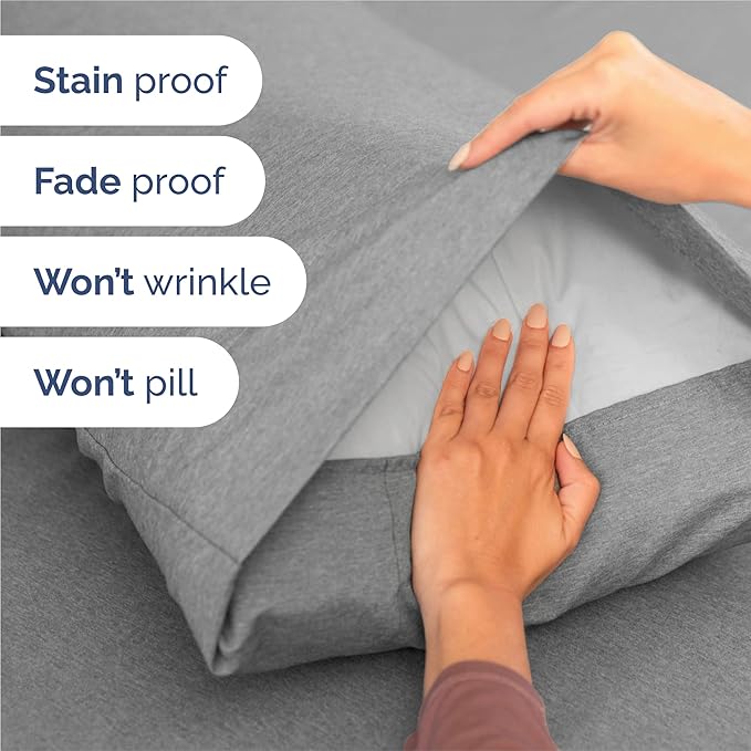 Split King Size 5 Piece Sheet Set - Comfy Breathable & Cooling Bed Sheets Set - Hotel Luxury Bedding for Women, Men, Kids, Teens, Boys & Girls - Deep Pockets & Wrinkle Free - Grey (Heathered Sheets)