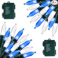 Battery Operated Christmas Lights 2 Pack 18 Feet 50 LED Clear Mini String Lights with 8 Modes Waterproof Tree Lights for Xmas Outdoor Indoor Holiday Party Garden Decor, Blue & White