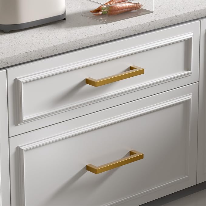 goldenwarm 25 Pack Champagne Gold Cabinet Pulls 3-1/2 Inch Gold Cabinet Handles Champagne Bronze Drawer Pulls Brushed Bronze Drawer Handles Kitchen Dresser Hardware