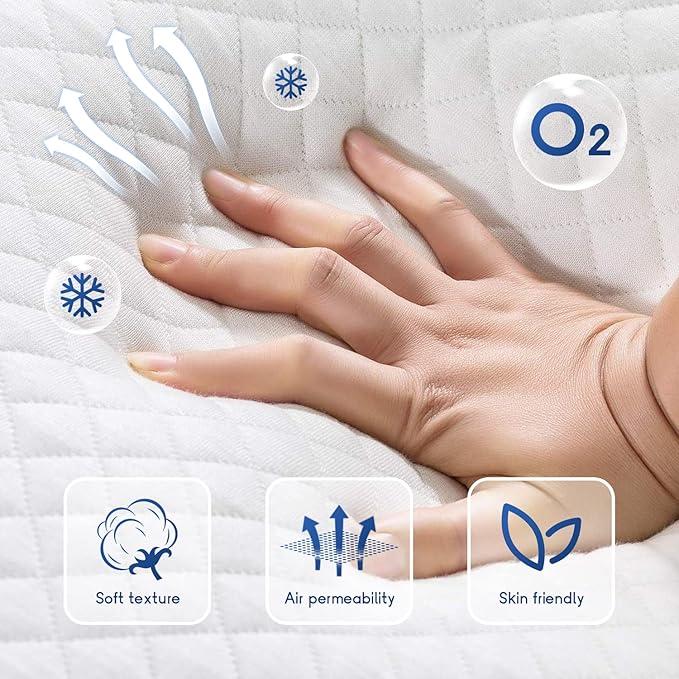 FDW | 6 Inch Twin Mattress | Medium Firm | Gel Memory Foam Mattress | White | Bed in a Box, CertiPUR-US Certified | Pressure Relief, Cooling Ventilated Foam | Washable Removable Cover