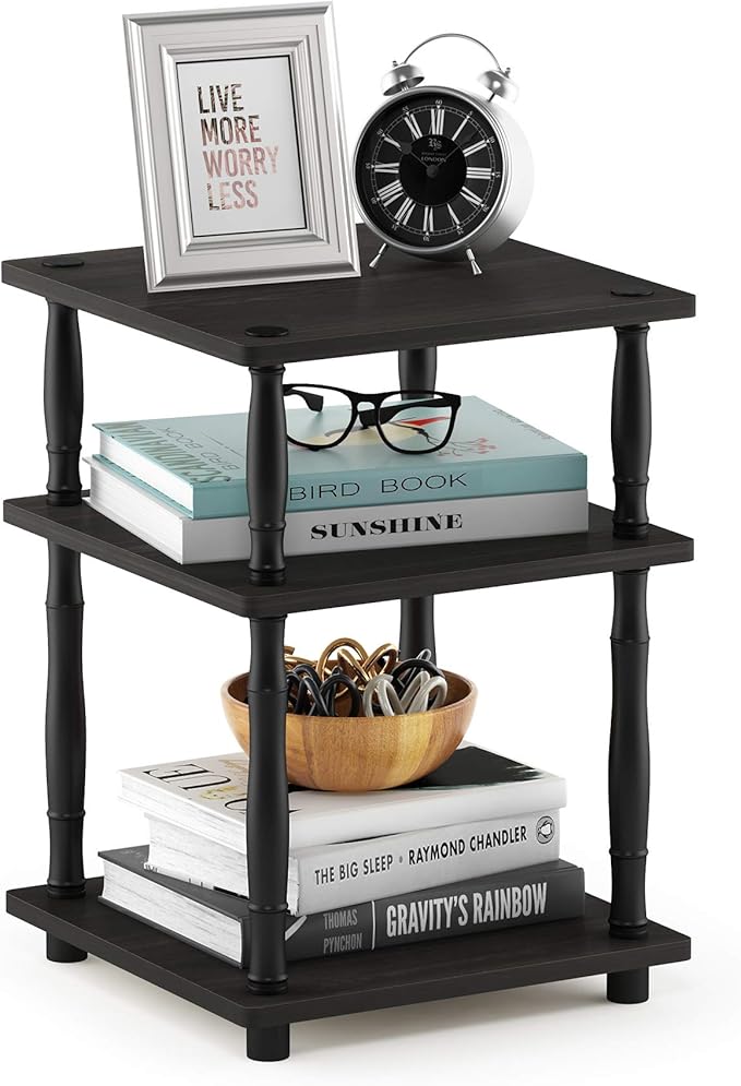 Furinno Turn-N-Tube Easy Assembly Multipurpose End Table / Side Table / Sofa Table / Nightstand, Classic Tubes, French Oak Grey/Black
