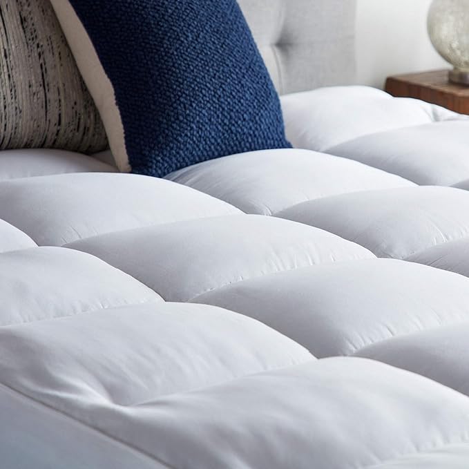 LUCID 4 Inch Down Alternative and Gel Memory Foam Mattress Topper - Three Toppers In One - King , White