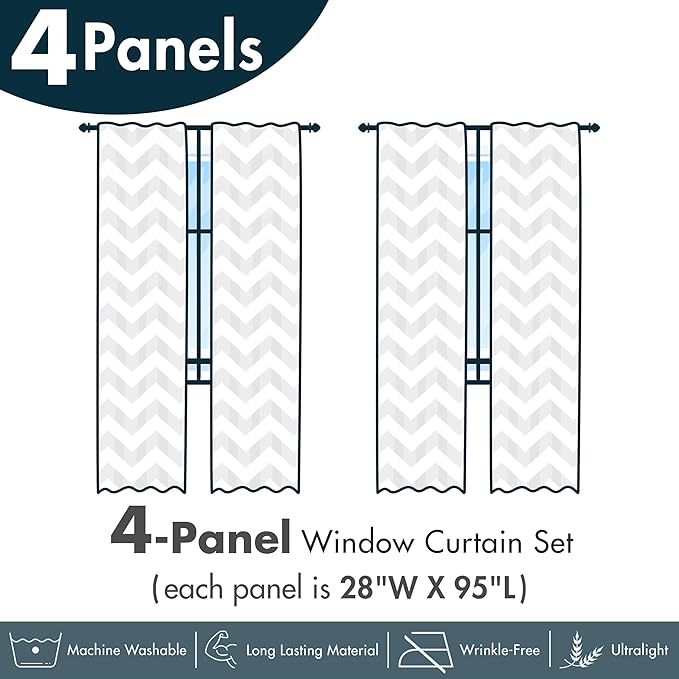 Ambesonne Geometric Floral Window Curtains Pack of 2, Classic Marble Print Ornate Leafy Flowers and Futurist Stripes, Lightweight Set with Rod Pocket, 4 Panels of - 28" x 95", Ceil Blue Laurel Green