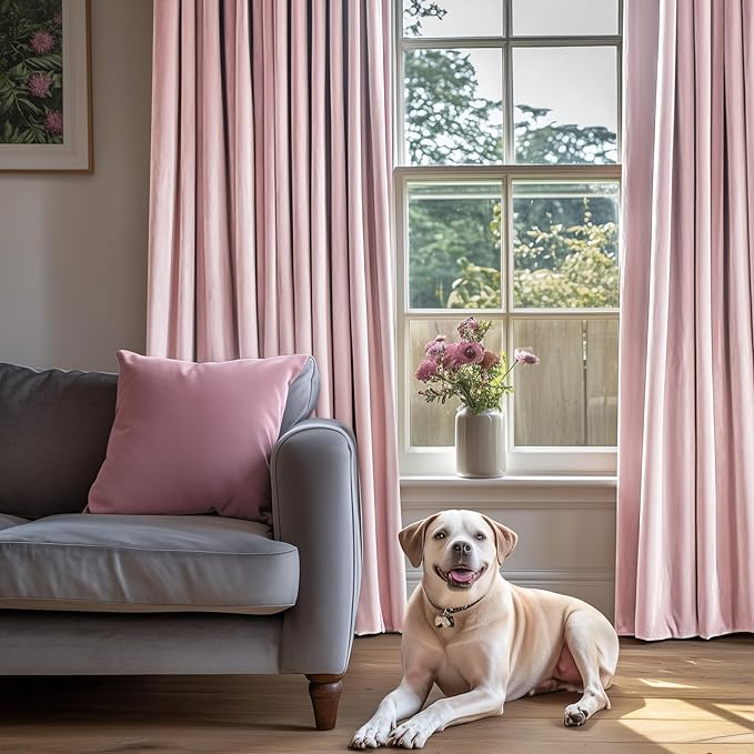Lazzzy Velvet Blackout Curtains Thermal Insulated Room Window Drapes Super Soft Luxury Curtains for Living Room Bedroom Rod Pocket 2 Panels, Dusty Pink, 52" W x 108" L
