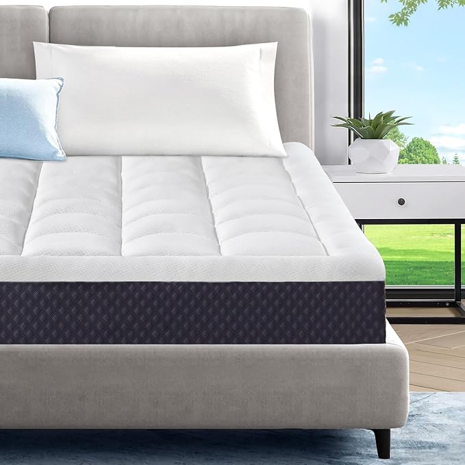ONENICE 6 Inch Full Size Mattress in a Box, Cooling Gel Memory Foam Mattress, Removable Pillowtop with 3D Snow Down Alternative Filling, CertiPUR-US Certified, Fiberglass-Free, Pressure Relief