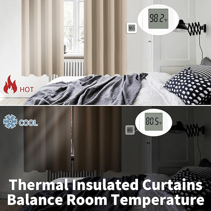 BGment Blackout Curtains - Grommet Thermal Insulated Room Darkening Bedroom and Living Room Curtains, Set of 2 Panels (55 x 96 Inch, Sand)