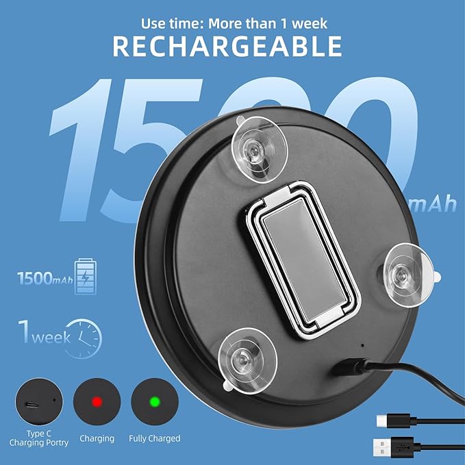 30x Magnifying Mirror with Light, Large 6" Rechargeable Lighted 30x Magnified Mirror with Suction Cups & Table Stand, 3 Color Modes Dimmable Light up Travel Magnifying Makeup Mirror High Magnification