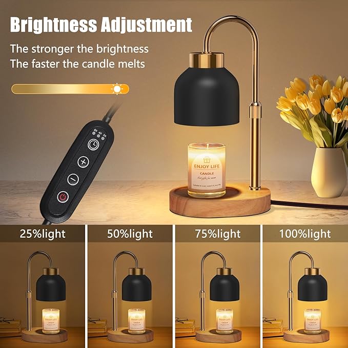 Candle Warmer Lamp with Dimmer Adjustable Height, 2/4/8H Timer,Vintage Home Decor for Scented Jar