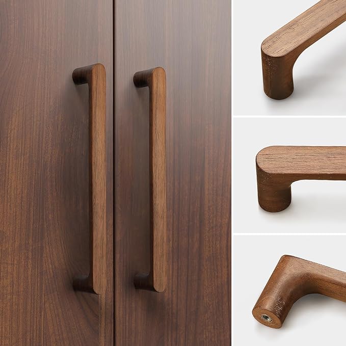 Black Round 5 in 8 pcs Wooden Drawer Pulls Handle pulls for cabinets Kitchen Cabinet Drawer pulls Cabinet Door Pull
