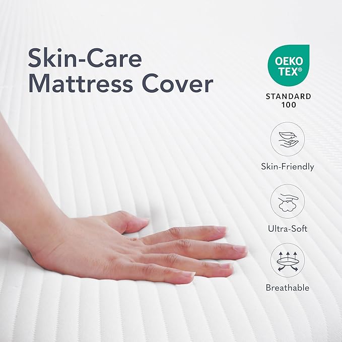 EPITEX Pure Comfort 12 Inch King Size Memory Foam Mattress – Air-Flow Memory Foam, Medium Plush for Pressure Relief and Motion Isolation, Breathable Pure Cotton Cover, CertiPUR-US Certified