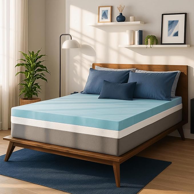 Sure2Sleep Gel Swirl Memory Foam Mattress Topper - 3 Inch, Pressure Relieving, Cooling Comfort - Made in The USA & CertiPUR-US Certified - Softens Firm Beds and Extends Mattress Life - Twin Size