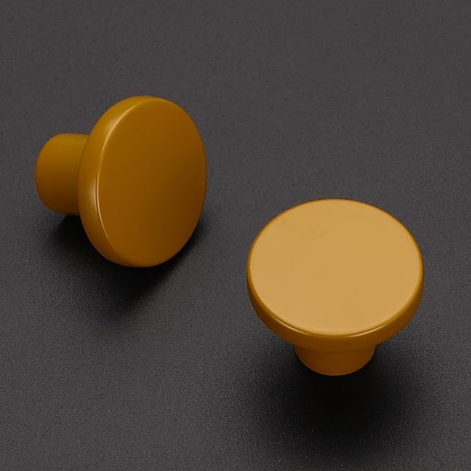 Ravinte 10 Pack Cabinet Knobs Earthy Yellow Kitchen Cabinet Knobs Round Dresser Drawer Pulls Closet Door Pulls 1-1/5 Inch