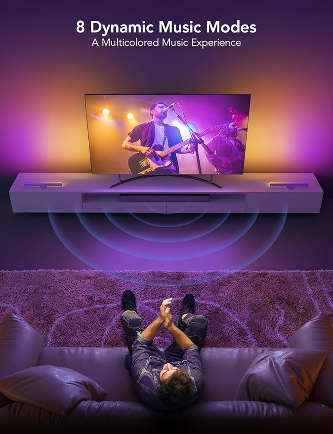 Govee RGBIC Light Bars, 15 Inches WiFi TV Backlight Suitable for 45-70 inch TVs, Smart Light Bars with Multiple Placement Options, Work with Alexa and Google Assistant, White