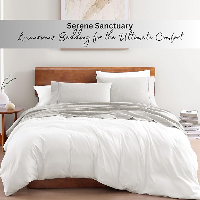 LANE LINEN 100% Organic Cotton Queen Sheets, Fade Resistant Printed Soft & Comfy Luxury Cotton Sheets, Percale Weave, 15" Deep Pocket Available in Variety of Colors- Snowdrop