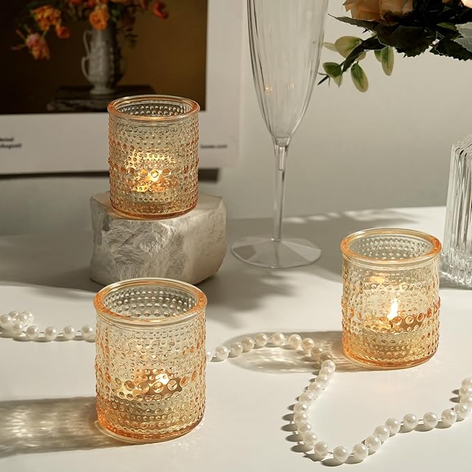36ps Gold Votive Candle Holders, Tea Light Candle Holder Glass for Table Centerpiece, Candle Holders for Wedding, Bridal Shower and Tea Party Decorations (Gold)