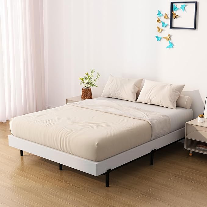 Full Size Box Spring Bed Base 6 Inch, Low Profile Metal Boxspring Full Size with Fabric Cover, 3000 Lbs Max Weight Capacity Mattress Foundation, Noise-Free, Easy Assembly