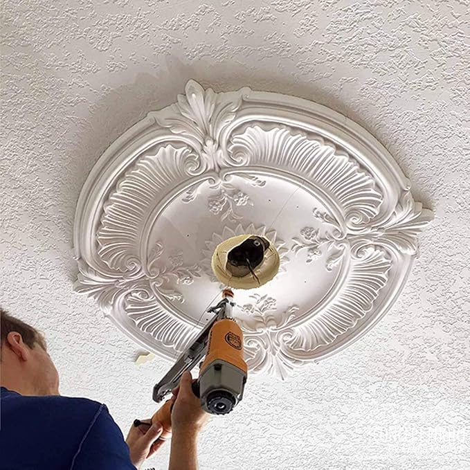 12 1/2"OD x 3 7/8"ID x 3/4"P Bradford Ceiling Medallion (Fits Canopies up to 6 5/8"), Hand-Painted Pot of Cream Crackle