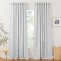 RYB HOME Linen Sheer Curtains for Living Room Privacy Semi Sheer Window Drapes for Bedroom Photography Backdrop Bathroom Home Office, Dove Grey, 2 Panels