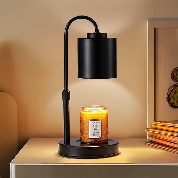 CASTLELIFE Candle Warmer Lamp with Timer & Dimmer, Height Adjustable Electric Wax Melt Warmer for Jar Candles, Gifts for Mom Home Decor, Black