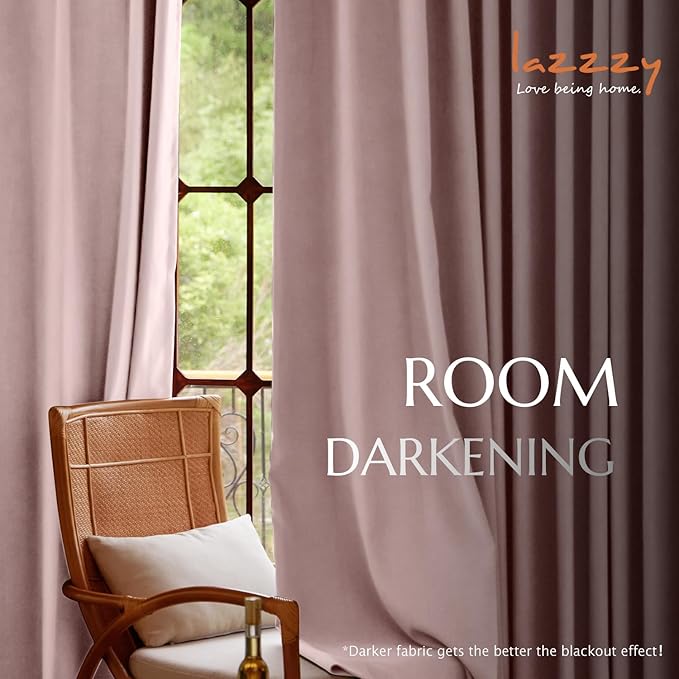 Lazzzy Velvet Blackout Curtains Thermal Insulated Room Window Drapes Super Soft Luxury Curtains for Living Room Bedroom Rod Pocket 2 Panels, Dusty Pink, 52" W x 120" L