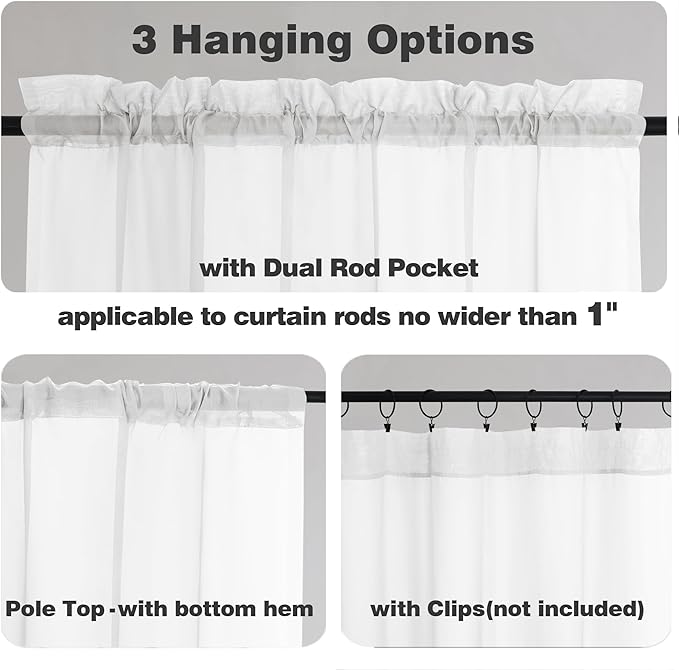 Chyhomenyc Extra Long White Sheer Curtains 144 inch 2 Panels, Translucent Backdrop Window Scarf Drapes for Canopy Bed/Wedding/Living Room/Anniversary, 12FT Length, Each 59Wx144L in, 2PCS