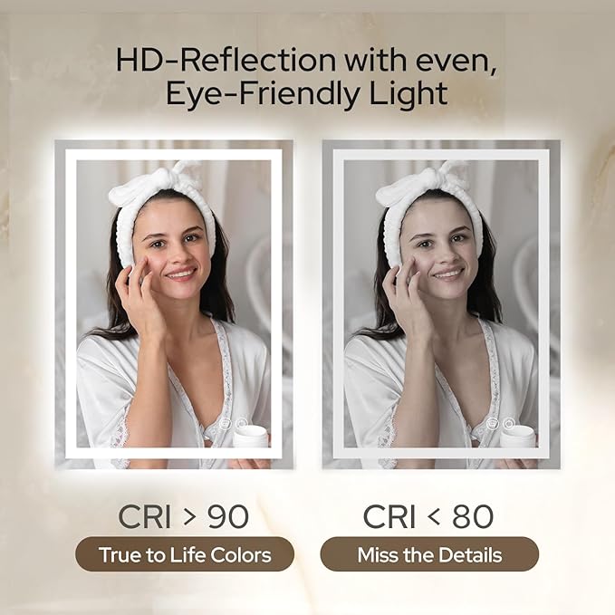 72 x 36 LED Bathroom Mirror with Lights, Lighted Bathroom Vanity Mirror for Wall, Espejos para Baños, Frontlit & Backlit, Anti-Fog, Shatterproof, 3 Adjustable Color Temperatures & Memory Function