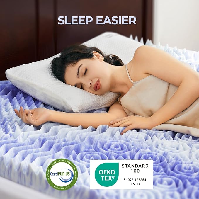 Dreamsmith 3 Inch Queen Memory Foam Mattress Topper,Gel Infused 7-Zone Foam Mattress Topper for Pressure Relief, CertiPUR-US Certified, Queen Size Mattress Pad